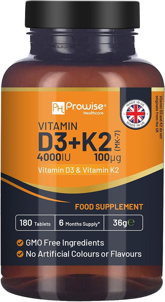 Vitamin D3 4000IU & K2 MK7 180 Tablets